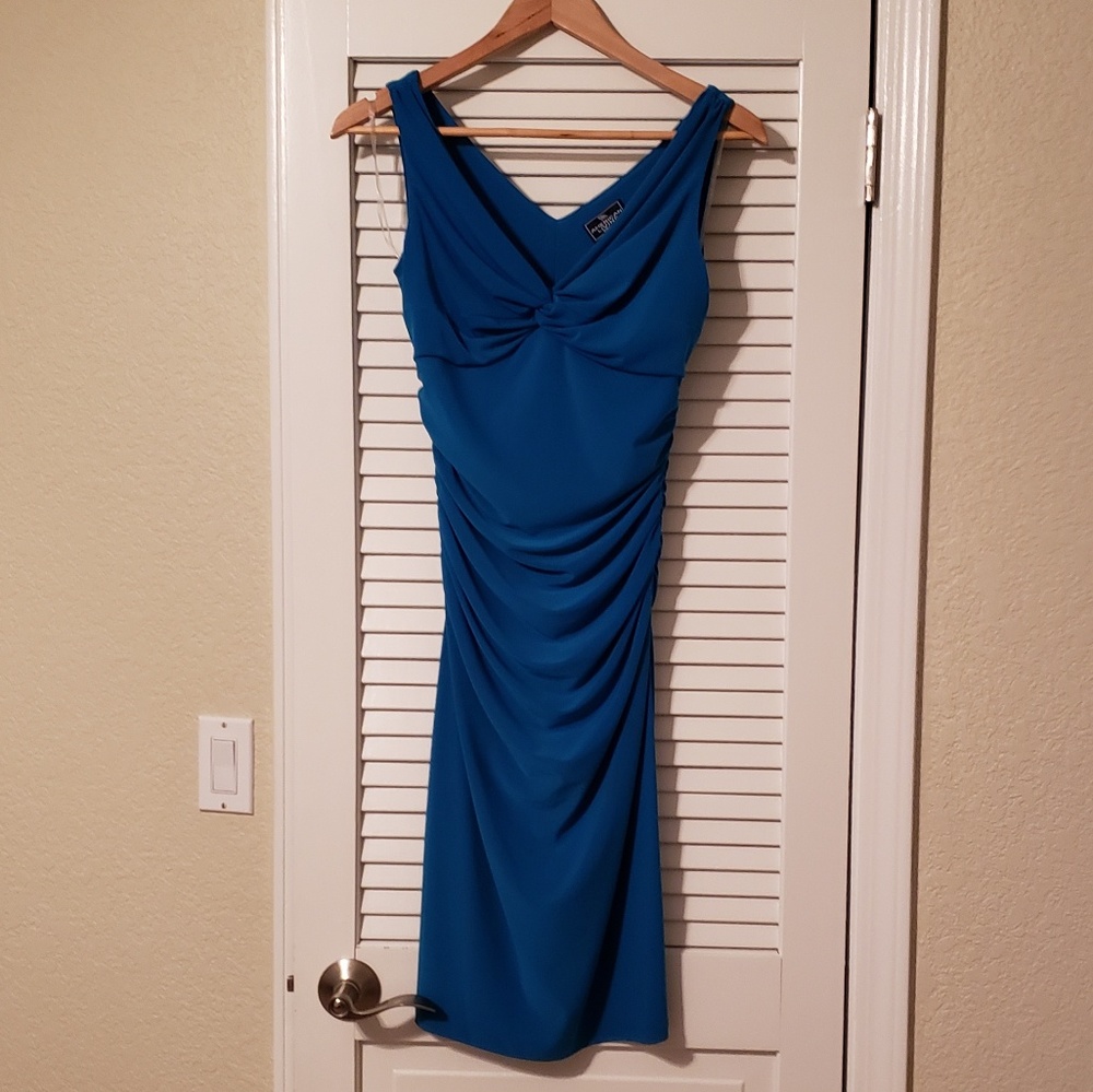 American Living blue ruched dress size 2
